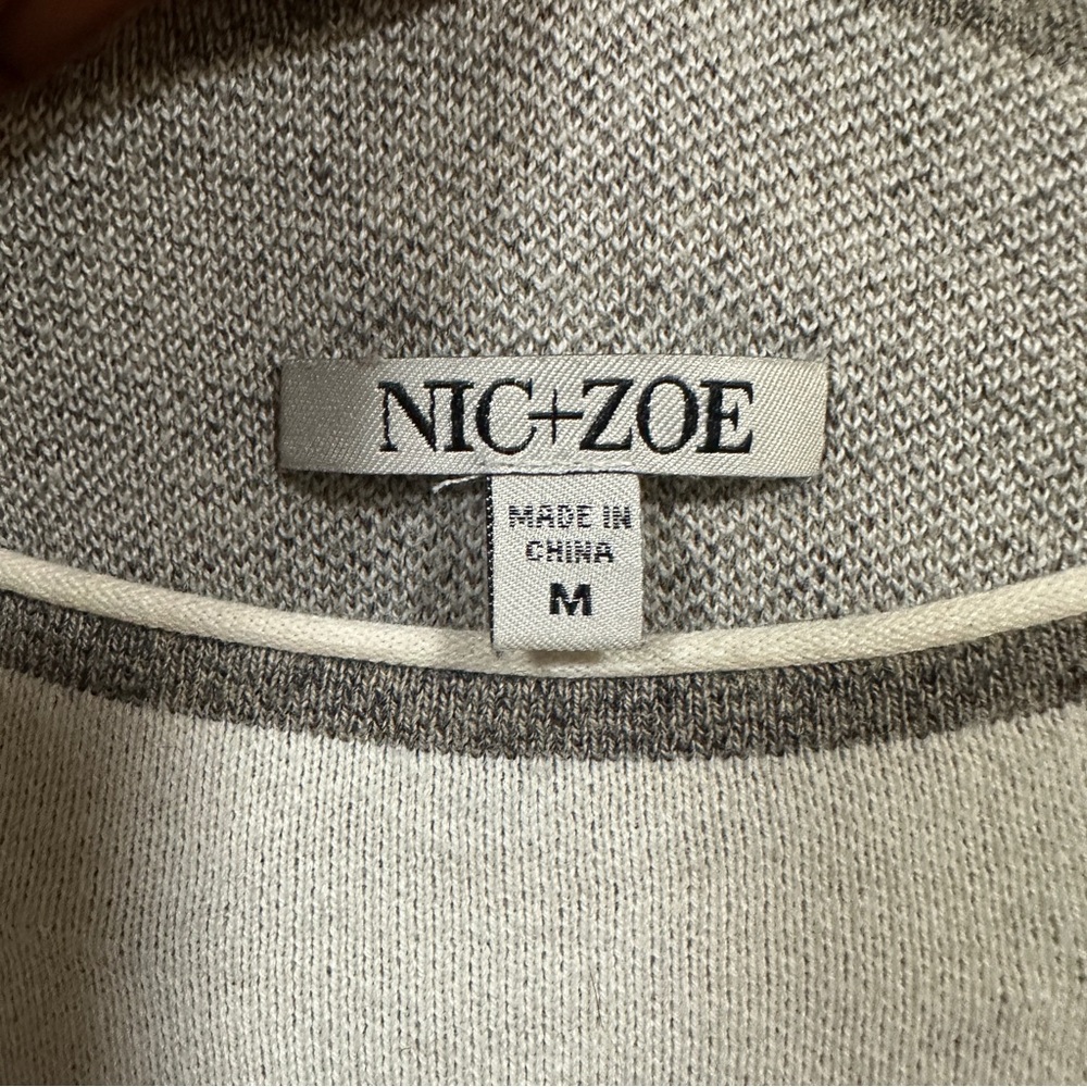Nic+Zoe Snowbird Sweater Pullover Graphic Knit Neutral Cream Grey Medium - Picture 6 of 11